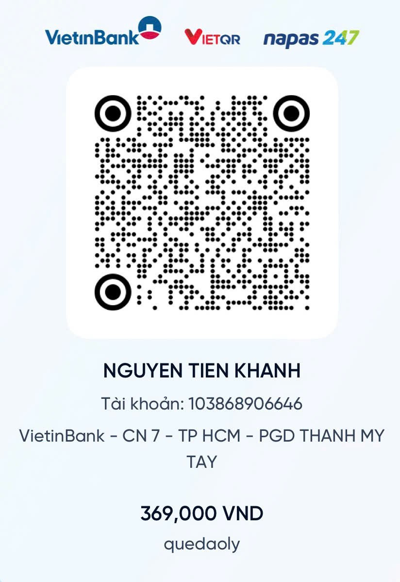 QR VietinBank chuyển 369.000 đồng, nội dung quedaoly